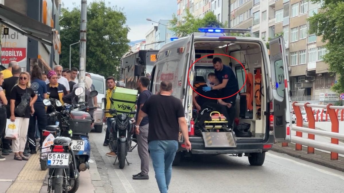 Samsun’da dolmuştan inen yolcuya motosiklet çarptı