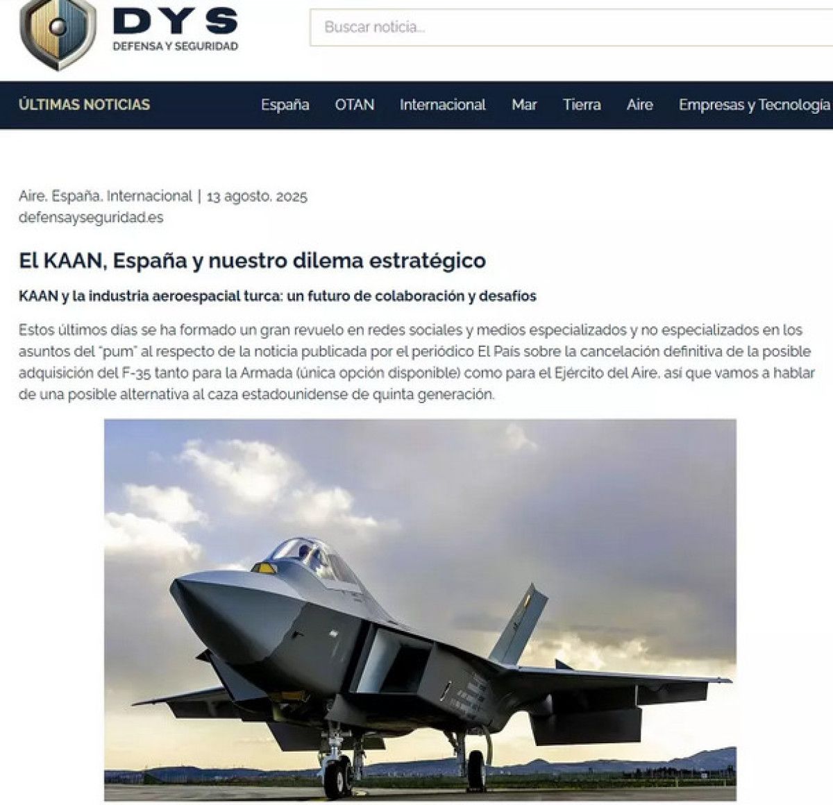 F-35 alımını iptal eden AB ülkesinden ‘KAAN’ adımı