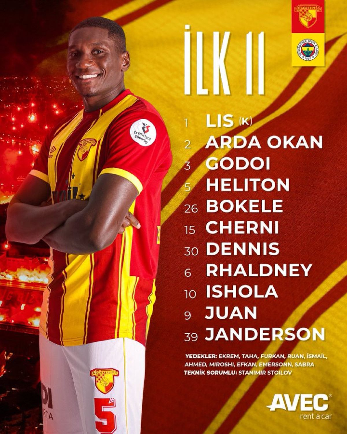 Göztepe – Fenerbahçe maçının ilk 11’leri