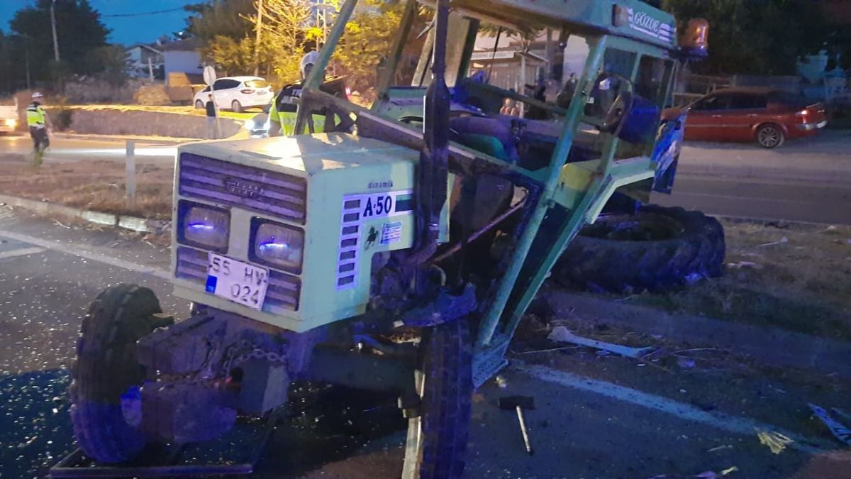 Samsun’daki kazada otomobil ile traktör çarpıştı