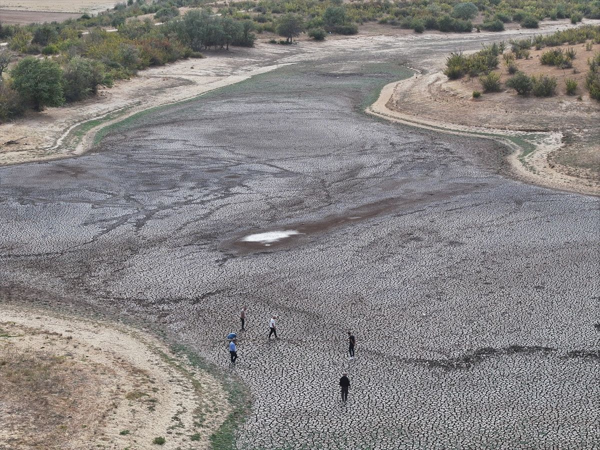 Edirne’deki Şerbettar Göleti kuraklık nedeniyle tamamen kurudu