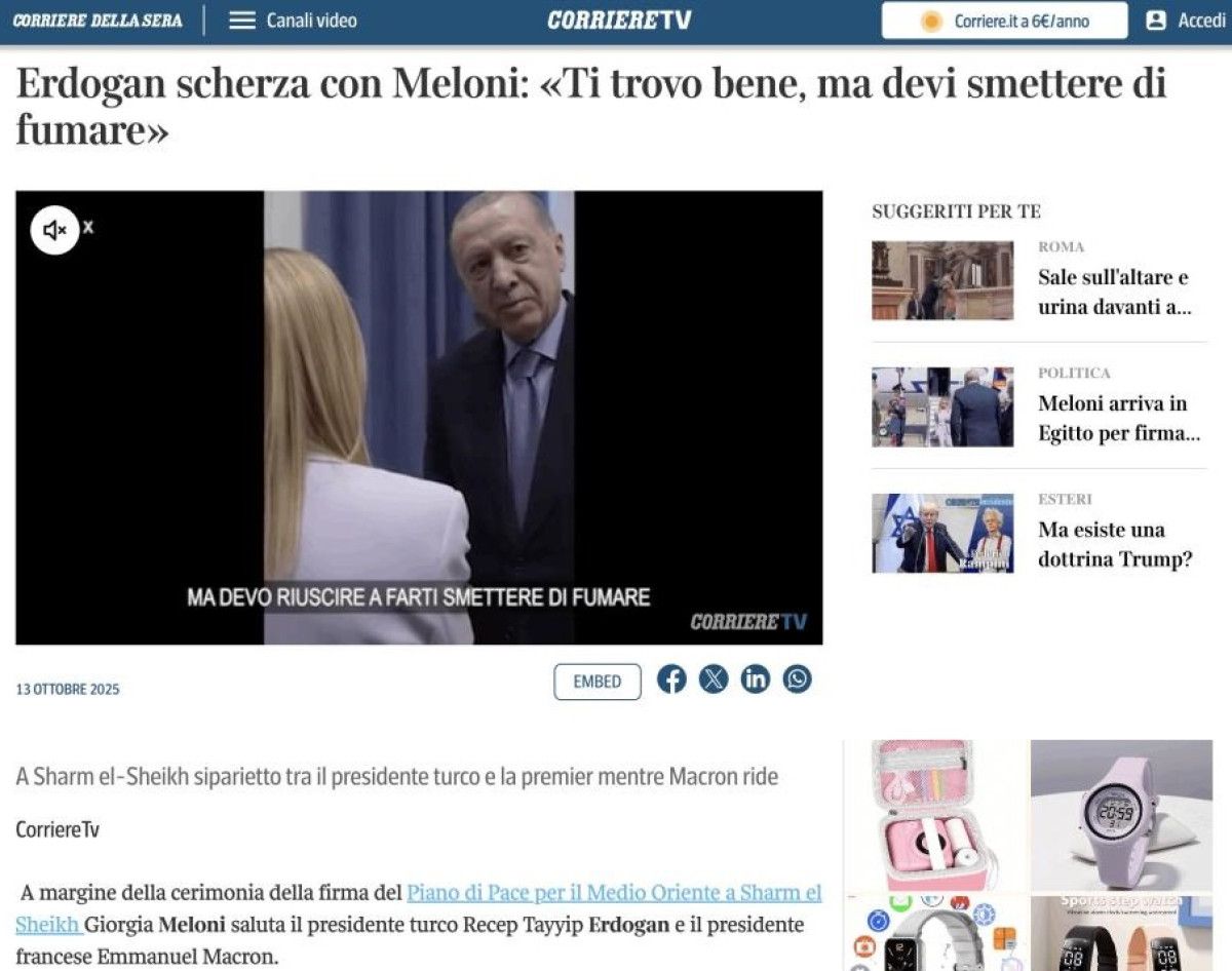 Cumhurbaşkanı Erdoğan’ın İtalya Başbakanı Meloni’ye sigara uyarısı gündem oldu