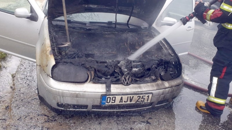 Aydın’da seyir halindeki otomobilde yangın